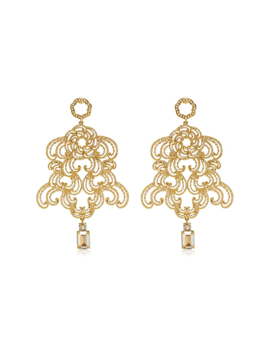 Carved Golden Crystal Earrings