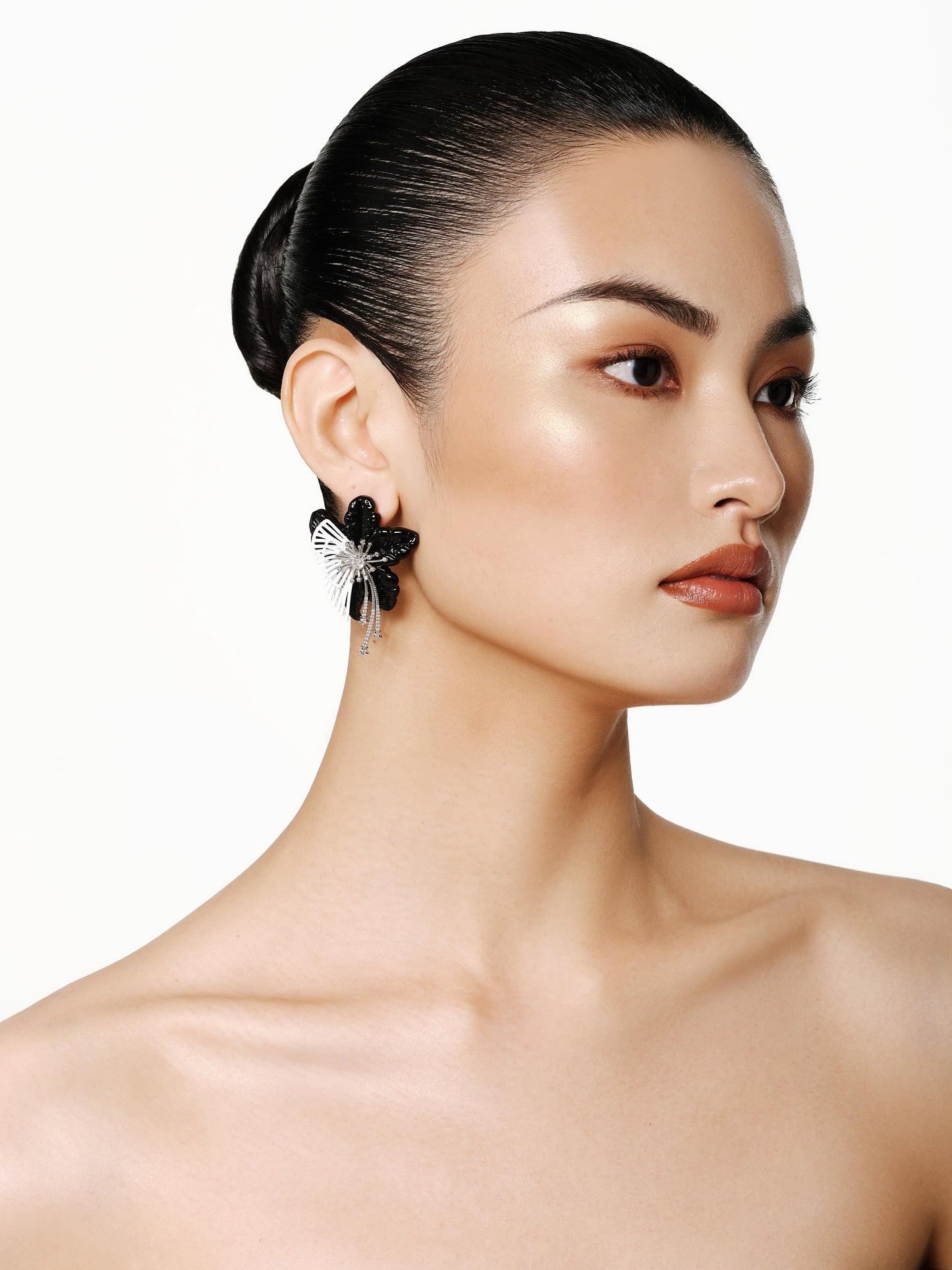 Layered Perforated Leaf Floral Earrings