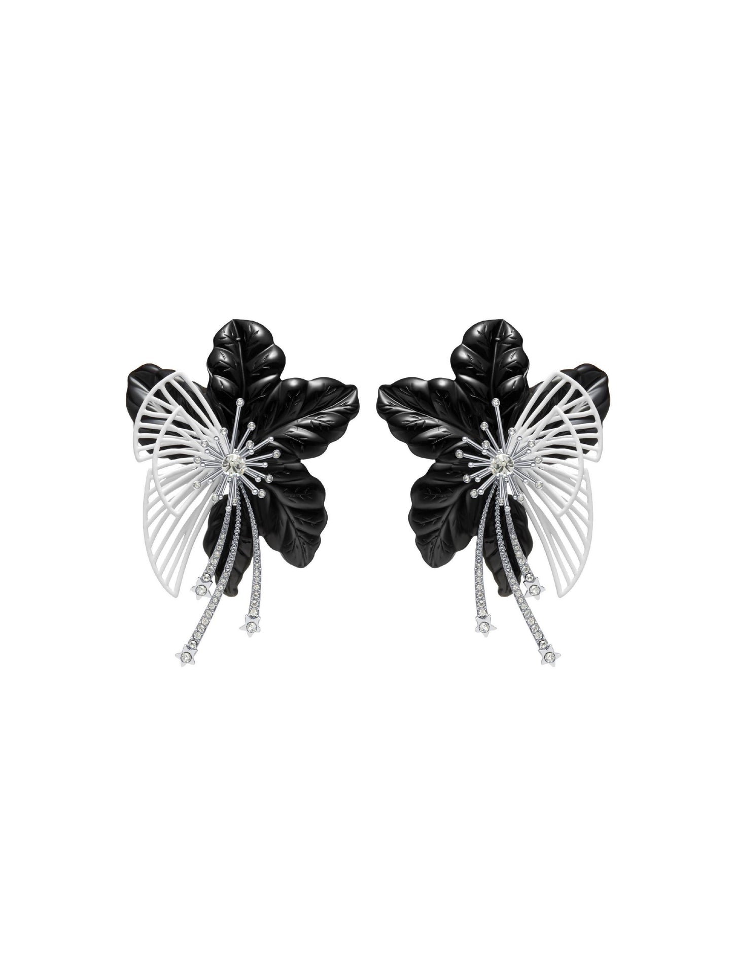 Layered Perforated Leaf Floral Earrings