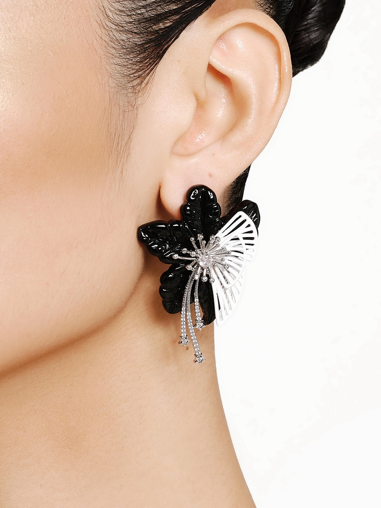 Layered Perforated Leaf Floral Earrings